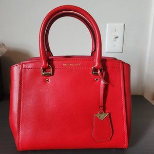 Michael Kors Red Benning Medium Leather Satchel